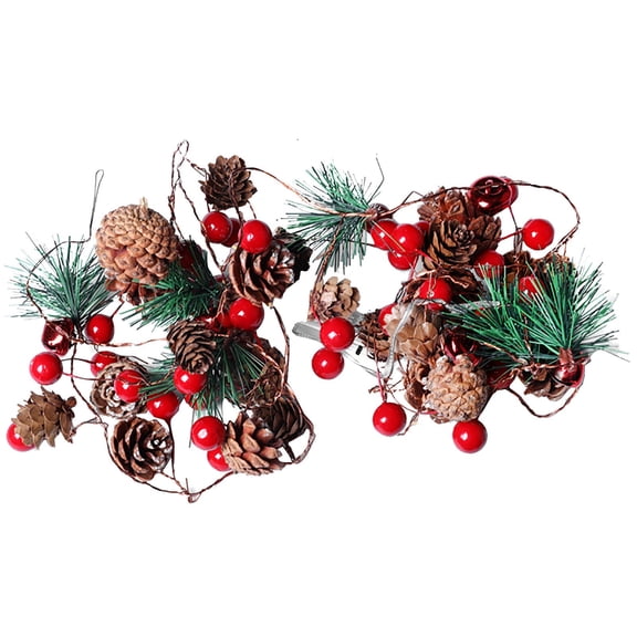 Tkrady 6.6 FT PineCones String Lights, christmas pine cone light string, 20 LED Red Berry Pine Cone Garland Lights, led Garland String Lights, Christmas Decorations for Home, Garland for Fireplace