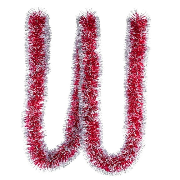 Tkrady 6.6 Feet Christmas Tinsel Garland Metallic Twist Garland Shiny Hanging Garland Ornaments (Red)