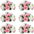 thumbnail image 1 of Tkrady 6Pcs Flower Ball Arrangement Bouquet,15 Heads Roses with Base, Suitable for Our Store's Wedding Centerpiece Flower Rack for Parties Valentine's Day Home DÃ©cor (Pink & White), 1 of 5