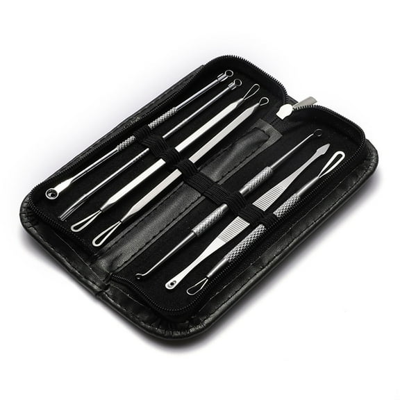 Tkrady 7 in 1 Pimple Popper Tool Kit Pimple Extractor Pimple Popper Tool Blackhead Extractor, Zit Popper Tool Acne Tools Comedone Extractor Black Head Remover for Face