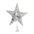 thumbnail image 1 of Tkrady 8 Inches Christmas Tree Star Topper Xmas Tree Topper Star Christmas Decoration Glittered Tree-top Star (Silver), 1 of 6