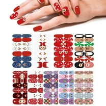 Tkrady 8 Sheets Christmas Full Wrap Nail Polish Stickers Self Adhesive Nail Full Cover Stickers Nail Decal Strips with Nail File, Christmas Nail Design Decoration (Beautiful Style)