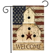 Tkrady Americana Welcome Garden Flag Primitive Patriotic 18 x 12.5