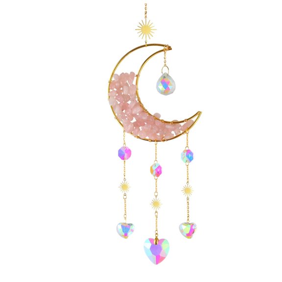 Tkrady Amethyst Suncatcher - Hanging Moon Sun Catcher with Glass Prisms for Windows, Healing Amethyst Decor for Home, Gift for Christmas Birthday Valentine Mothers Day
