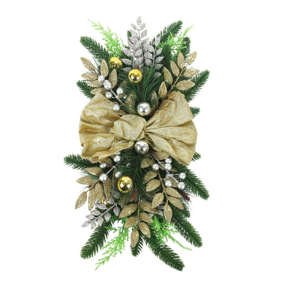 Tkrady Artificial Christmas Teardrop Swags Prelit Stairs Christmas Garland Lights LED Wreath The Cordless Pre-Lit Stairway Swag, Trim Xmas Hanging Pendant Stair Swags (1PCS, A)