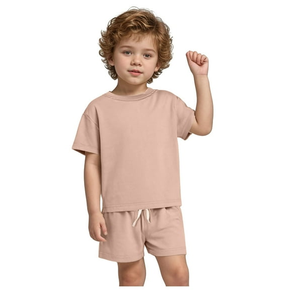 Tkrady Baby Boys Clothes Summer New Solid Color Cotton Soft Short Sleeve T Shirt Tops Shorts 2 Piece Set, Sizes 0-6 Years