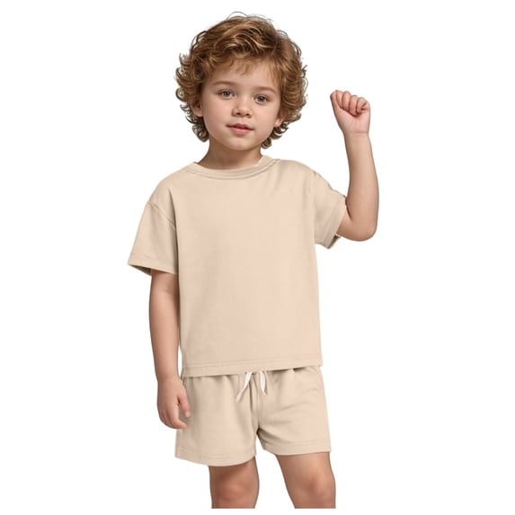 Tkrady Baby Boys Clothes Summer New Solid Color Cotton Soft Short Sleeve T Shirt Tops Shorts 2 Piece Set, Sizes 0-6 Years