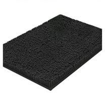 Tkrady Bathroom Rug 32"×20", Non-Slip Bath Mat,Soft Cozy Shaggy Thick Chenille Bath Rugs for Bathroom,Plush Rugs for Bathtubs,Water Absorbent Rain Showers and Under The Sink (Black)