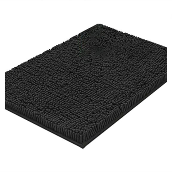 Tkrady Bathroom Rug 32"×20", Non-Slip Bath Mat,Soft Cozy Shaggy Thick Chenille Bath Rugs for Bathroom,Plush Rugs for Bathtubs,Water Absorbent Rain Showers and Under The Sink (Black)