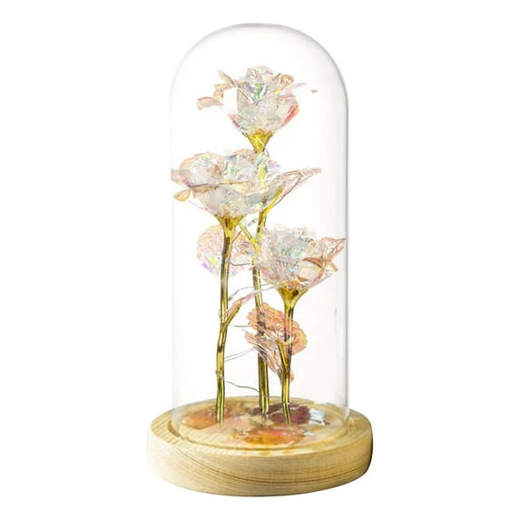 Tkrady Birthday Gifts For Women,Rose Flower Gifts for Mom,Colorful Rainbow Flower Rose Light Up Rose in A Glass Dome,Xmas Gifts For Her,Anniversary,Valentines,Wedding Gifts -B