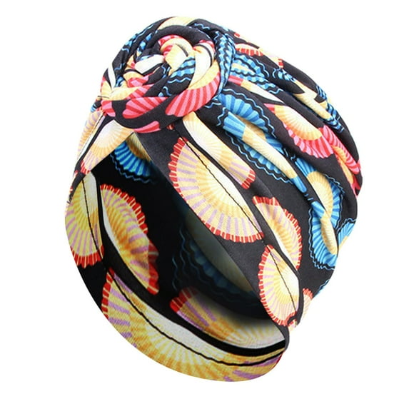 Tkrady Boho Swirl Knotted Headscarf Hat Vintage Fashion Hat African Handmade Flower Hat