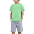 thumbnail image 1 of Tkrady Boys Clothes Summer New Crewneck Casual Solid Color Skin Friendly Short Sleeve T Shirt Tops Shorts 2 Piece Set, Sizes 1-9 Years, 1 of 5