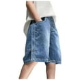 thumbnail image 1 of Tkrady Boys Jeans Shorts Summer New Straight Casual Pants with Pocket, Sizes 3-14 Years, 1 of 7
