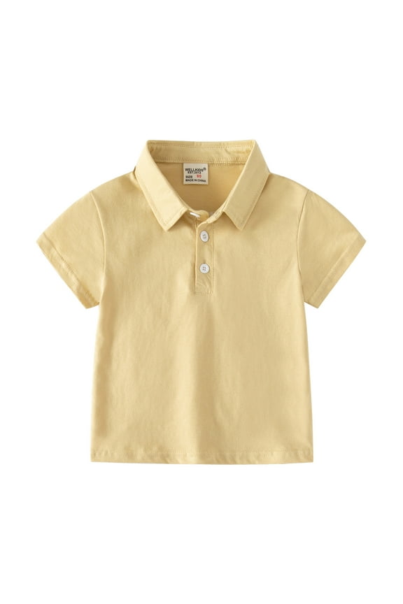 Boys Short Sleeve Polo Shirt, Cotton Shirts Toddler Button Casual Solid Tops, Sizes 12M-5T