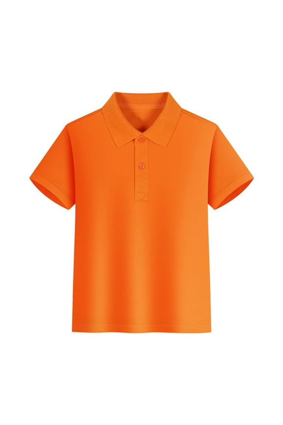 Boys Short Sleeve Polo Shirt, Cotton Shirts Toddler Button Casual Solid Tops, Sizes 7-14 Years