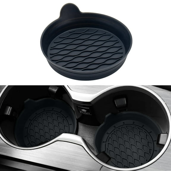 Tkrady Car Coasters for Cup Holders, Silicone Universal Vehicle Coasters, Set of 2 Pack, 3-1/8" Diameter (Black)