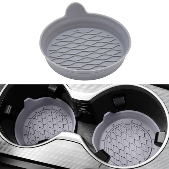 Tkrady Car Coasters for Cup Holders, Silicone Universal Vehicle Coasters, Set of 2 Pack, 3-1/8" Diameter (Grey)