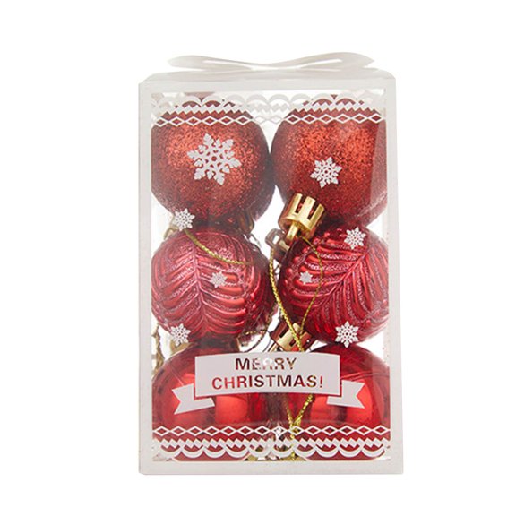 Tkrady Christmas Balls Ornaments,New Snow Box Christmas Set 6cm Sticky Powder Light Electroplated Christmas Diy Accessories