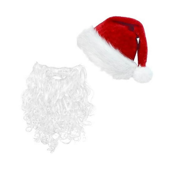 Tkrady Christmas Decorations Santa Face Cover Beard Hat Glasses Bell and Gloves, Christmas Santa Set for Men Women Party