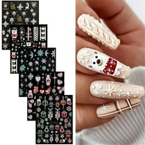 Tkrady Christmas Nail Stickers, Christmas Nail Stickers for Nail Art 5D Embossed Nail Decals Self Adhesive Stereoscopic Winter Christmas Nail Art Stickers for Women Nail Designs (4 Sheets)