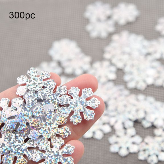 Tkrady Christmas Ornaments-300pc Rainbow Color Cloth Christmas Snowflake Confetti Christmas Decoration 25mm