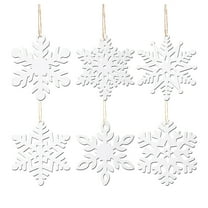 Tkrady Christmas Ornaments-6PCS Christmas Decoration Snowflake Wood Chip Pendant Wooden Craft Pendant Carving Snowflake Christmas Decorations