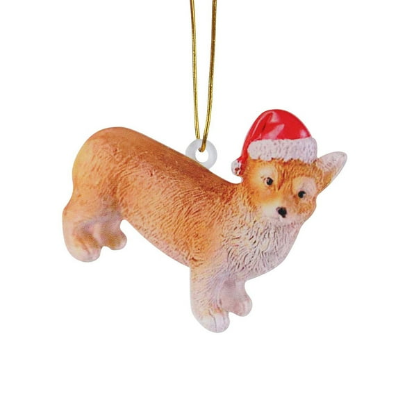 Tkrady Christmas Ornaments-Christmas Animal Ornament Acrylic Santa Hat Animal Ornament Christmas Tree Decoration