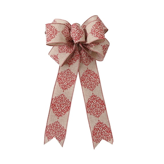 Tkrady Christmas Ornaments-Christmas Bow Outdoor Decorations 43cm Large Christmas Tree Top Hat Bow Velvet Wreath Bow With Glitter Gold Decorations Christmas Home Front Door Decoration