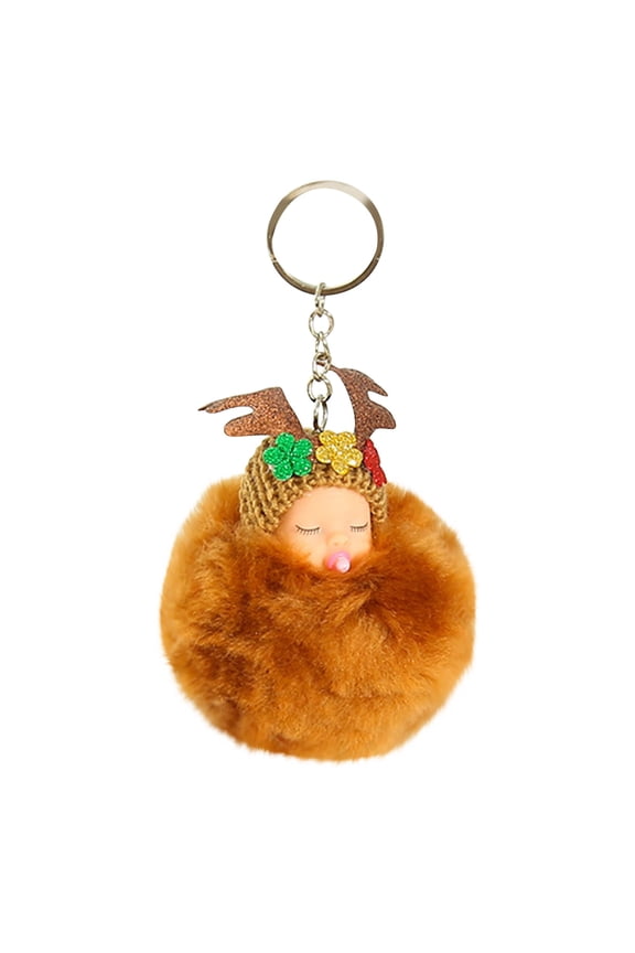Christmas Ornaments-Christmas Plush Wool Ball Key Chain Plush Doll Little Angel Pendant Christmas Plush Toy Gift