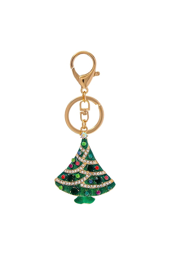 Christmas Ornaments-Creative Rhinestone Keyring, Pendant Diamond‑Studded Cartoon Metal Keyring ,Cute Bag Charm Key Suitable For Ladies And Girls Gifts