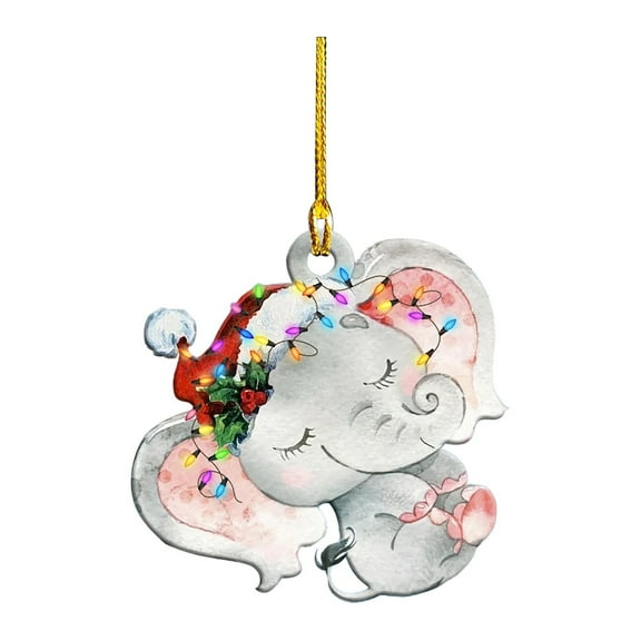 Tkrady Christmas Ornaments-Double Sided Christmas Cat And Dog Elephant Ornaments Acrylic Craft Gifts Christmas Pendants Party Decorations