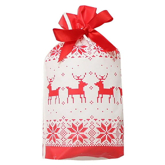 Tkrady Christmas Party Supplies, Reusable Multicolor Christmas Drawstring Gift Bags With Ribbon 50 Count