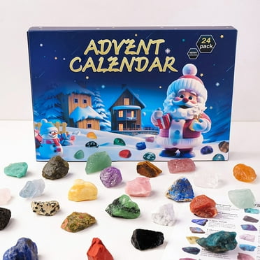 Tkrady Christmas Rock Collection Advent Calendar 2024, Kids Gemstone Countdown Calendar with 24 Natural Rock, Mineral Collection for Birthday Christmas Gift