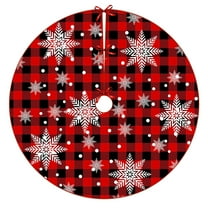 Tkrady Christmas Tree Skirt Snowflake Thick Xmas Tree Skirt for Holiday Party Christmas Tree Decorations Indoor Outdoor Red and Black 48 Inch