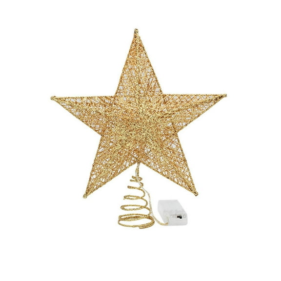 Tkrady Christmas Tree Topper Star With LED Light (Battery Not Include), Glittering Christmas Tree Decoration Ornaments,25cm (Gold)