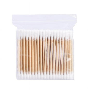 Tkrady Cotton Swabs with Wooden Sticks/Double Tipped Natural Bamboo Cotton Buds 100pcs