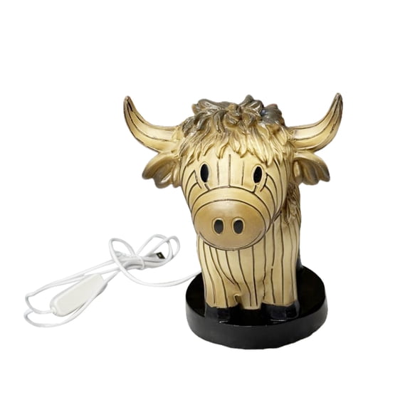Tkrady Cute Highland Cow Table Lamp, Bedside Mini Animal Table Lamp with USB Ports, Bedside Lamp for Living Room Bedroom, Dormitory Office Table Lamp, Gift for Girls Mom -A (1 PCS)
