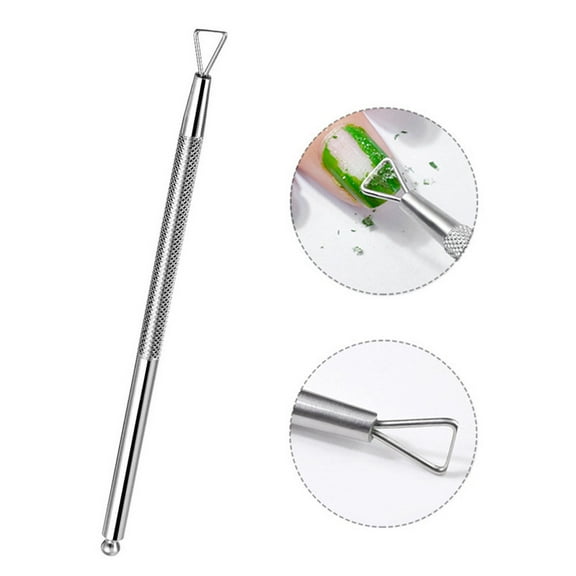 Tkrady Cuticle Pusher Stainless Steel Triangle Cuticle Peeler Scraper Gel Nail Polish Remover Trimmer for Manicure Beauty Salon(Silver)