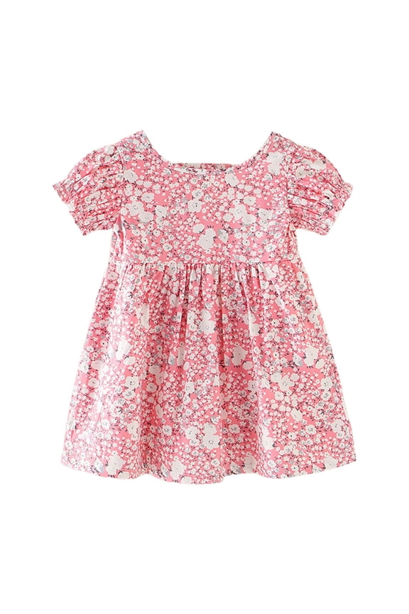 Dress for Girls Spring Summer New Cute Crewneck Print Fashion Princess Dresses, Sizes 1-6 Years