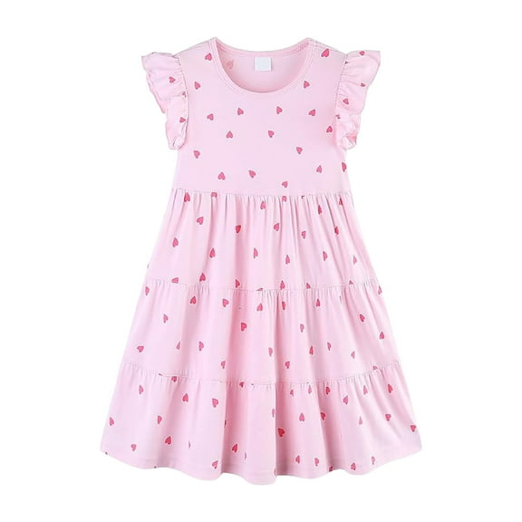 Tkrady Dress for Girls Spring Summer New Print Breathable Crewneck Fashion Princess Dresses, Sizes 3-9 Years