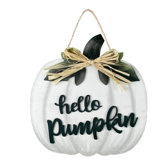 Tkrady Front Door Autumn Wreath, Wooden Thanksgiving Hello Pumpkin With Bow Hanging Sign Front Porch Decoration Door Sign Rural Farmhouse Living Room Wall Home Decoration