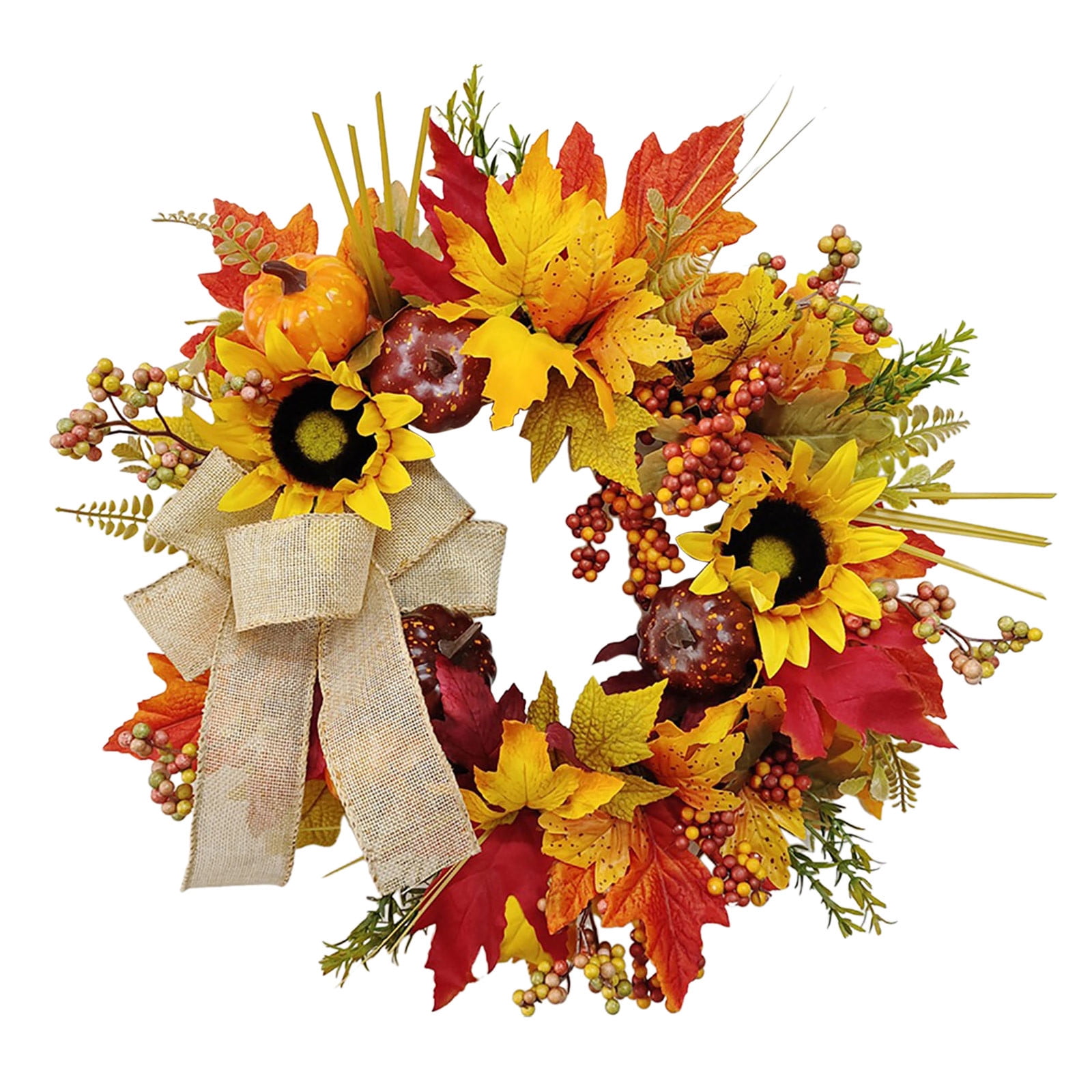 Tkrady Fall Wreaths For Front Door - Autumn Leaf Pumpkin Berry Wreath ...