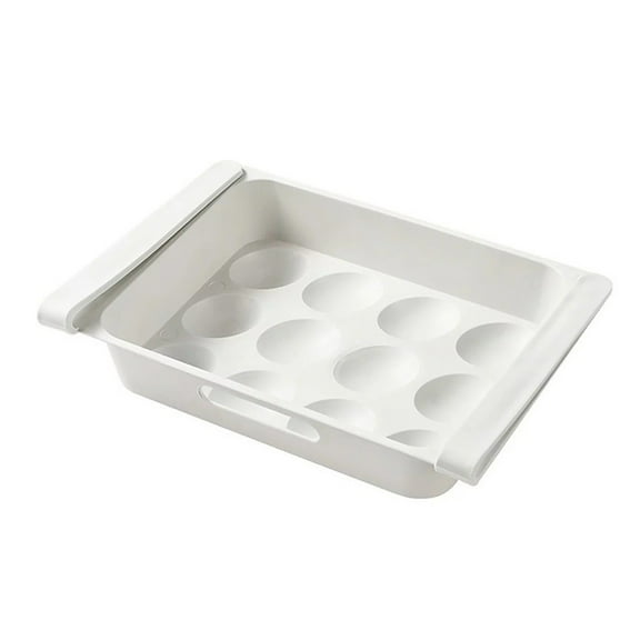 Tkrady Fridge Egg Drawers, new creative scrolling Refrigerator Egg Storage Container Refrigerator Pull Out Bins Egg Storage Box Snap On Drawer Organizer Space Saver 1pcs