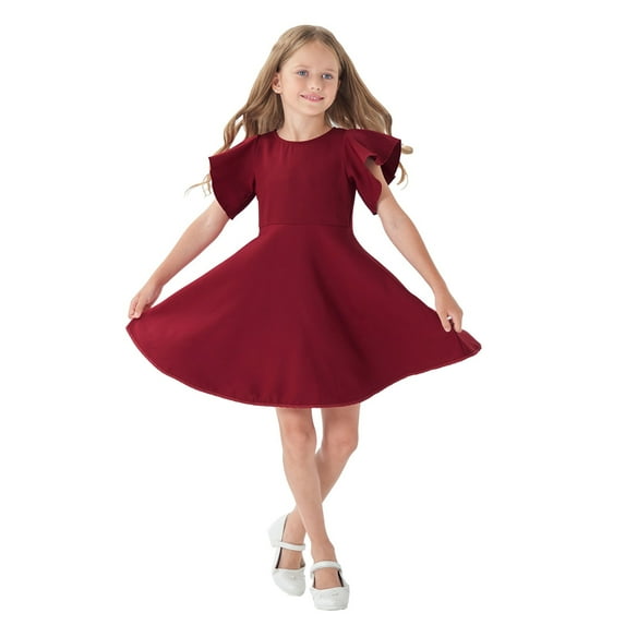 Tkrady Girls Dresses Spring Summer New Casual Cute Short Sleeve Dress Princess Dresses, Sizes 2-10 Years