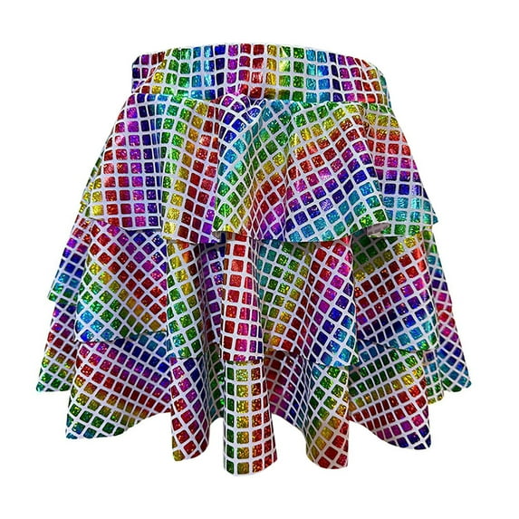 Tkrady Girls Sequin Skirt New Fashionable Dancewear Pleated Skirt for Performance Party, Sizes 3-9 Years