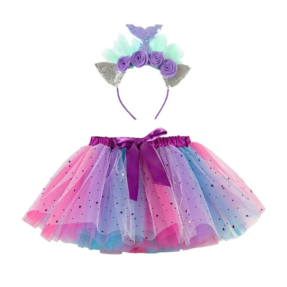 Tkrady Girls Skirt Summer New Sequins Soft Comfortable Fashion Tutu Skirt with Headband, Sizes 2-11 Years