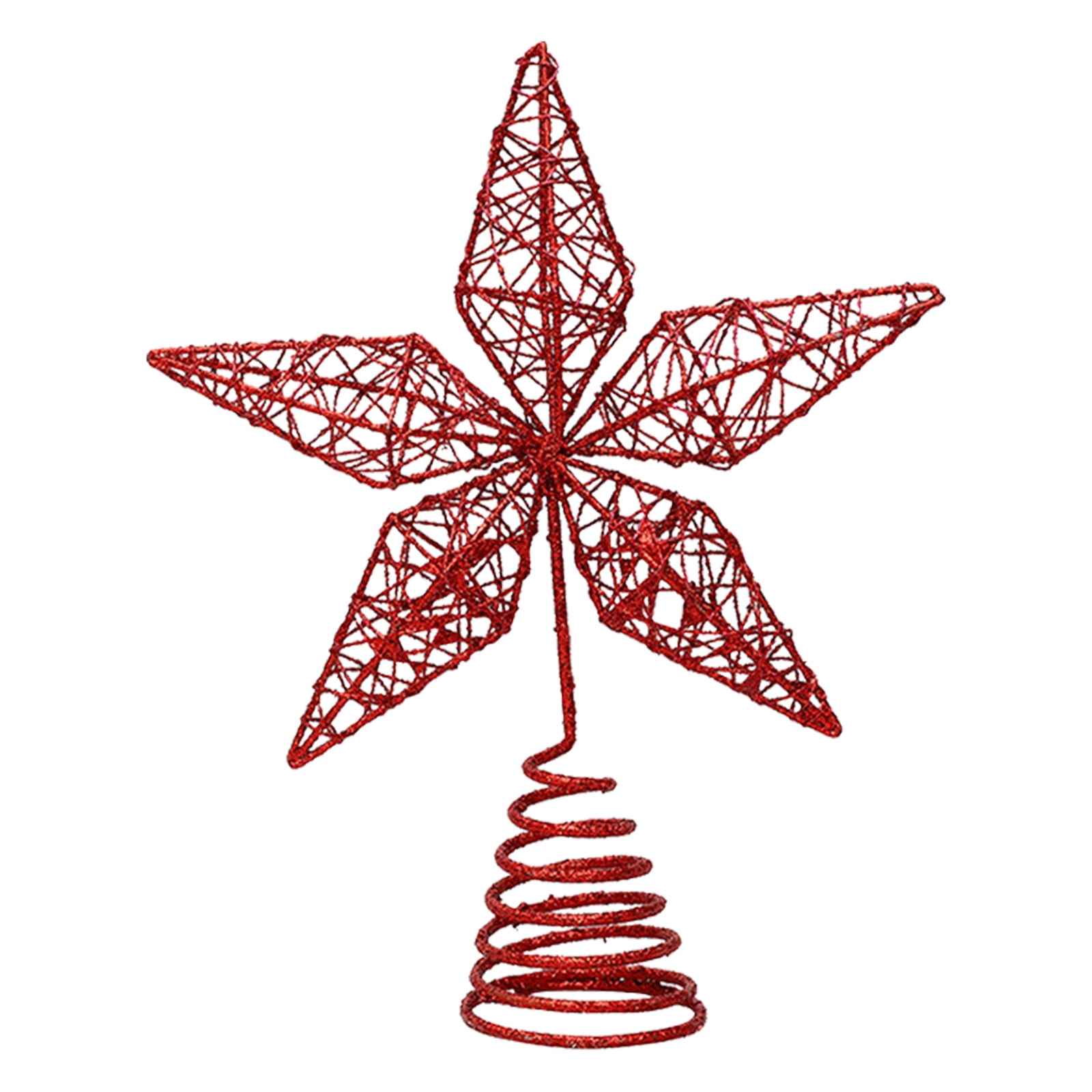 Tkrady Glittered Star Tree Topper - Christmas Red Sparkle Wire Star ...
