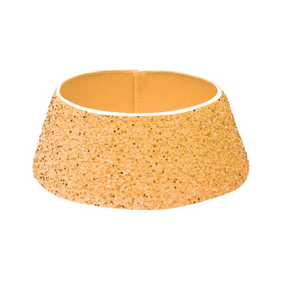 Tkrady Gold Christmas Tree Collar 28 Inch Sequin Xmas Tree Ring for Artificial Tree Skirt Embroidered Velvet Tree Bark Collar Glittery Tree Base Cover