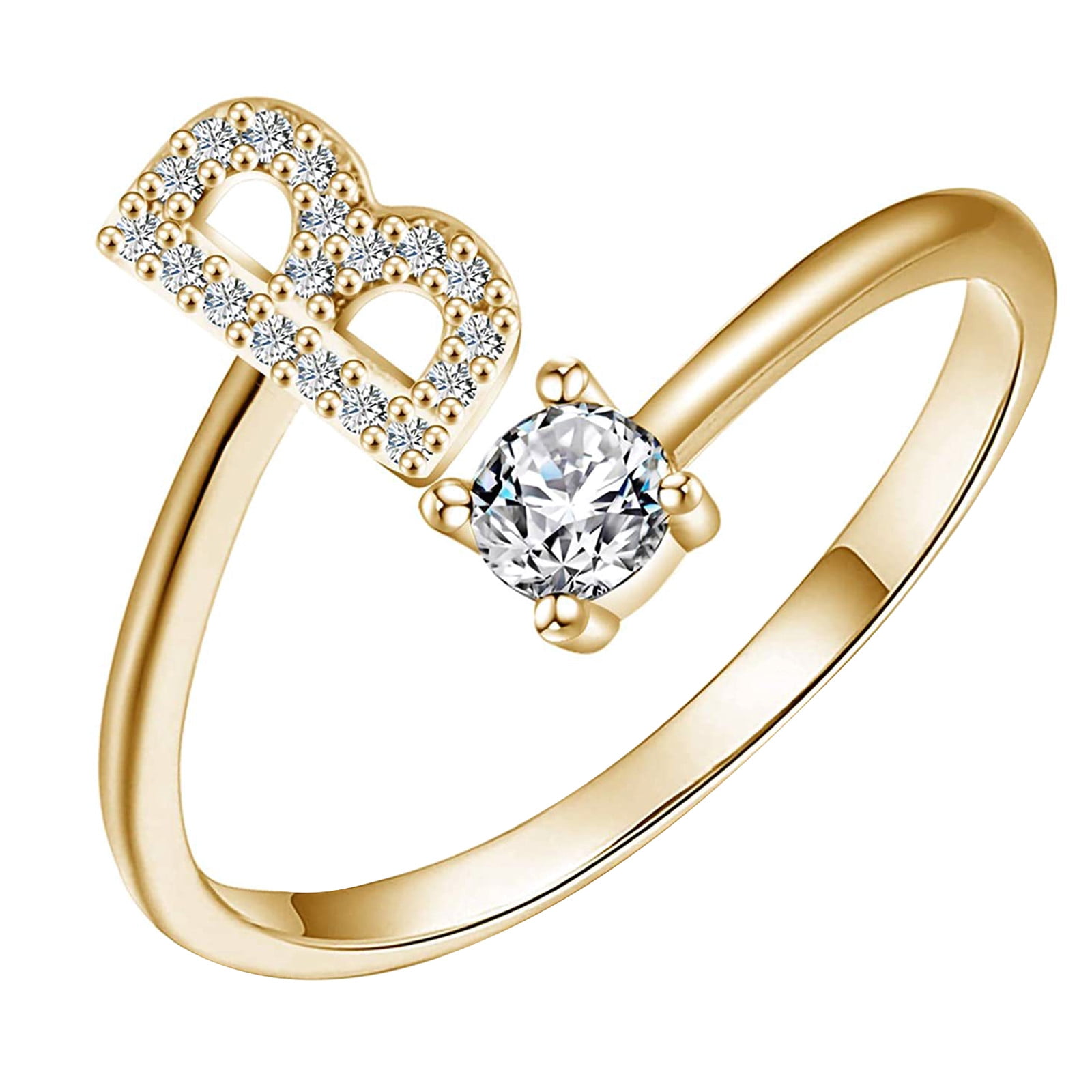 Tkrady Jewelry Personalized Gold Bold Initial Letter Open Ring ...
