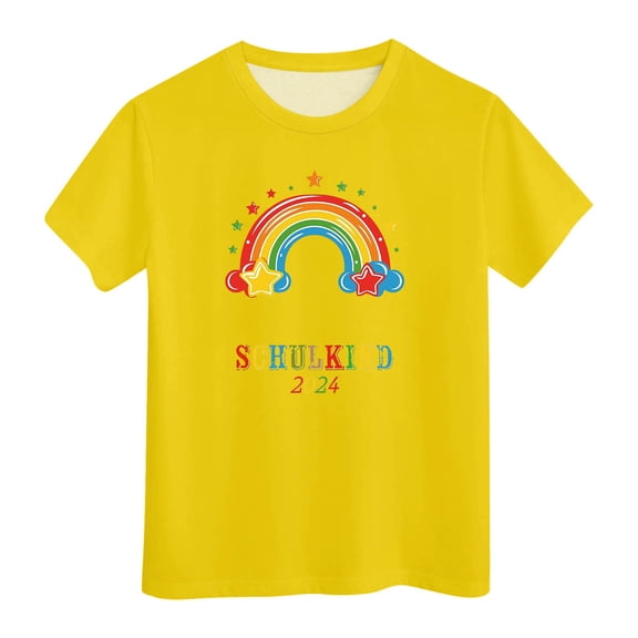 Tkrady Kids Girls Summer Crew Neck Short Sleeve T Shirt Casual Quick-Drying Tops, Sizes 3-13 Years